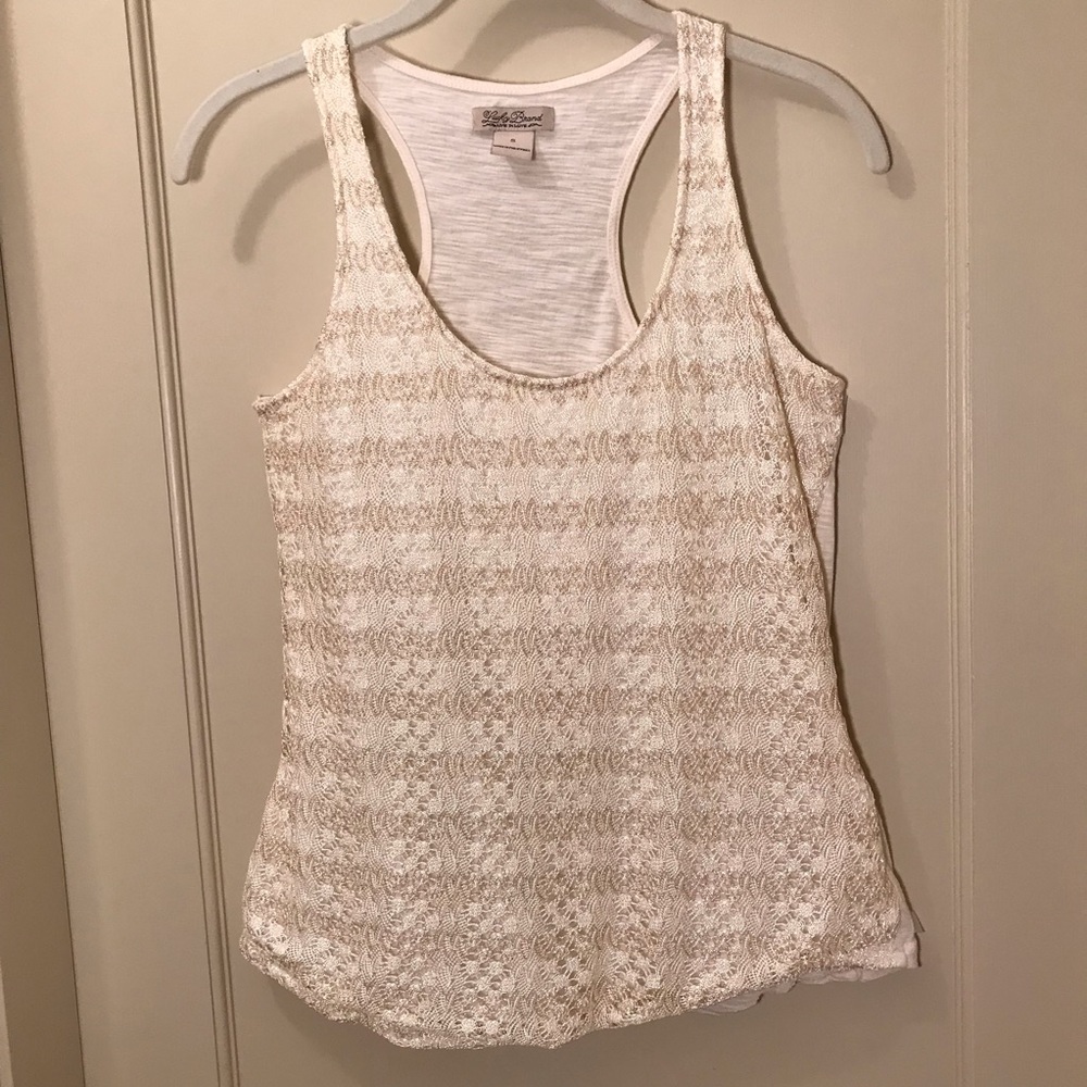 LUCKY BRAND Nude Tank w/Gold Metallic detail  S